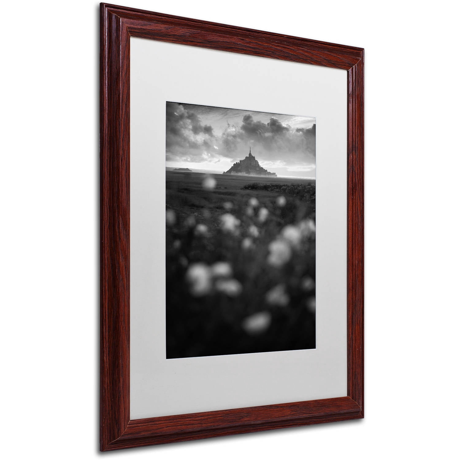 Trademark Fine Art "Mont Saint Michel" Canvas Art by Mathieu Rivrin, White Matte, Wood Frame