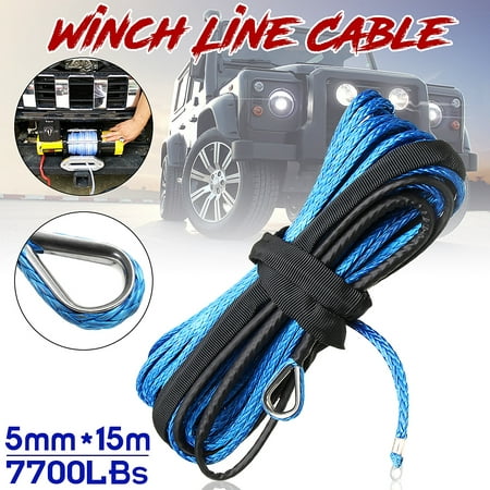50 FT 7700LBs Synthetic Winch Line Cable Rope Pulling Line with Sheath ATV UTV