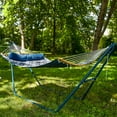 thumbnail image 5 of Sunnydaze 2-Person Polyester Curved Spreader Bar Hammock, 450 lb Capacity - Navy/Gray Octagon, 5 of 11