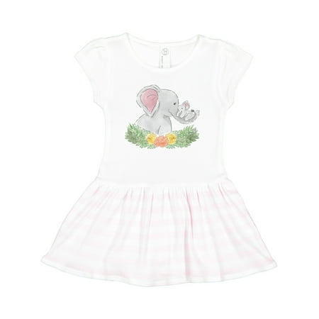 

Inktastic Cute Elephants with Flowers Gift Toddler Girl Dress