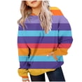thumbnail image 1 of JAKANYQ Sweat à Capuche Décontracté pour Filles Tout-Petits Imprimé Color Block Col Rond Manches Longues avec Poche Violet 6-7 Ans, 1 of 3