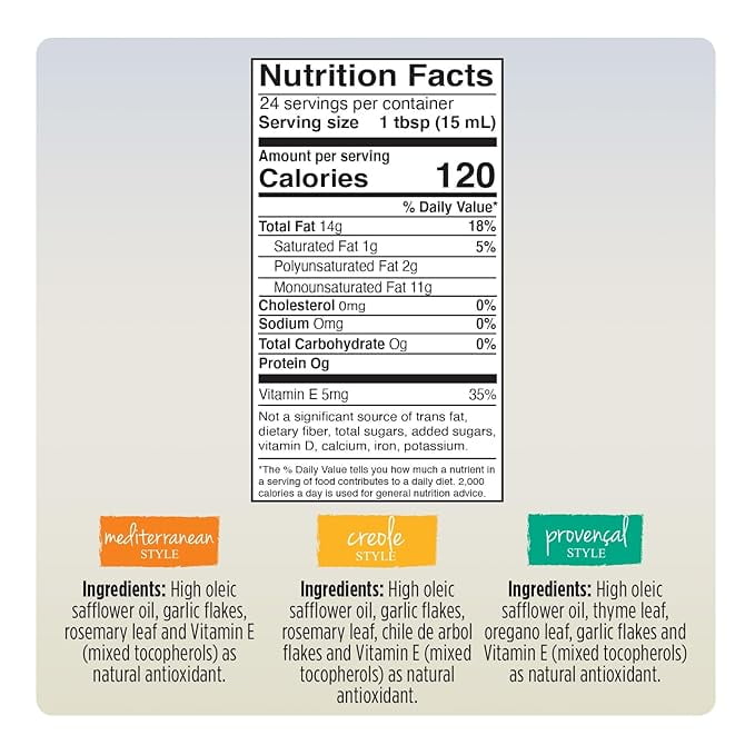 Oleico Gourmet-Infused High Oleic Safflower Oil, Assorted, Pack of 3, 12 oz