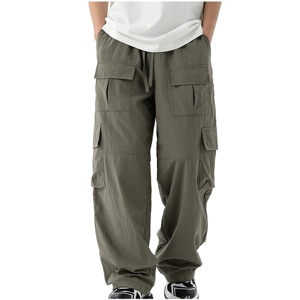 Pantalones largos para hombre, estilo casual, con cintura elástica y bolsillos, a la moda para exteriores