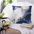 thumbnail image 3 of 20x20 Pillow Covers Set of 2, Marble Navy Blue Throw Pillow Covers Decorative Couch Cushion Case, Abstract Gold White Brick Stone Motif Microfiber Square Pillowcases for Bedroom Car Living Room, 3 of 7