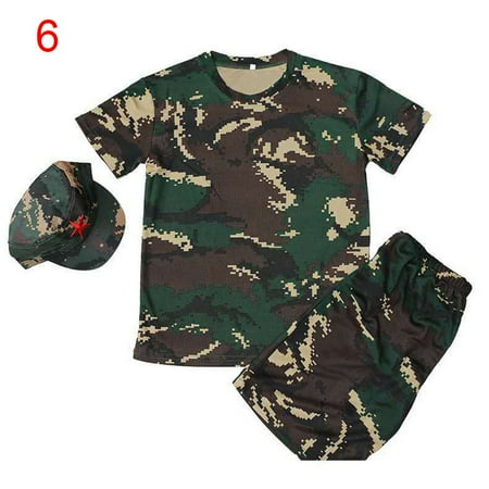 

Journey Army Digital Camos wtih Cap Outfit Clothes Outfit Fits Most Kids Children(6# 120cm)