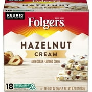 Folgers Hazelnut Cream Coffee, K-Cup Pods for Keurig K-Cup Brewers, 18 Count