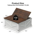 thumbnail image 4 of Spanspace Farmhouse Coffee Table with Storage, 31.5" Square Center Table with Dual Flip-Top Lids and Hidden Compartment, Rustic Wood Coffee Table for Living Room, Bedroom, Home Office, White, 4 of 10