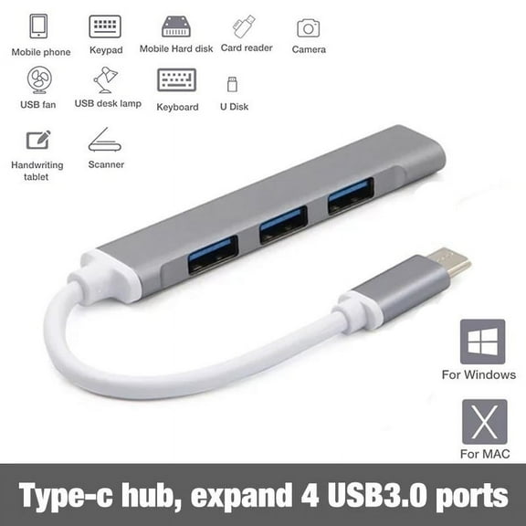 USB C Hub USB Type C to 4 Ports USB 3.0 Hub Adapter Slim Data USB Hub Compatible for  Pro and Type-C Laptops