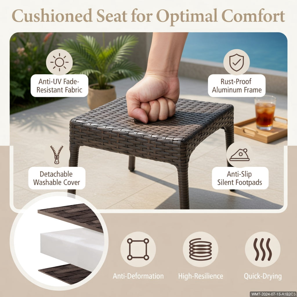 Hommoo 4-Piece All-Weather Wicker Patio Glider Set with Tempered Glass Coffee Table, PE Rattan Loveseat & Single Glider, Outdoor Swing Furniture for Backyard, Poolside & Porch, Brown