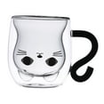 thumbnail image 3 of Taza de café de doble pared con diseño de animal, novedosa y bonita, para hombres, mujeres y oficina. Mango de gato negro, 3 of 8