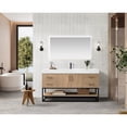thumbnail image 3 of Vinnova Alistair 60" White Stone Top Oak Single Vanity Black Frame w/o Mirror, 3 of 16