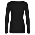 thumbnail image 6 of Long Sleeve Shirts for Women V Neck Womens Long Sleeve Stretch Crewneck Ribbed T Shirt Fitted Casual Basic Tops Z0B-Black, M, 6 of 6
