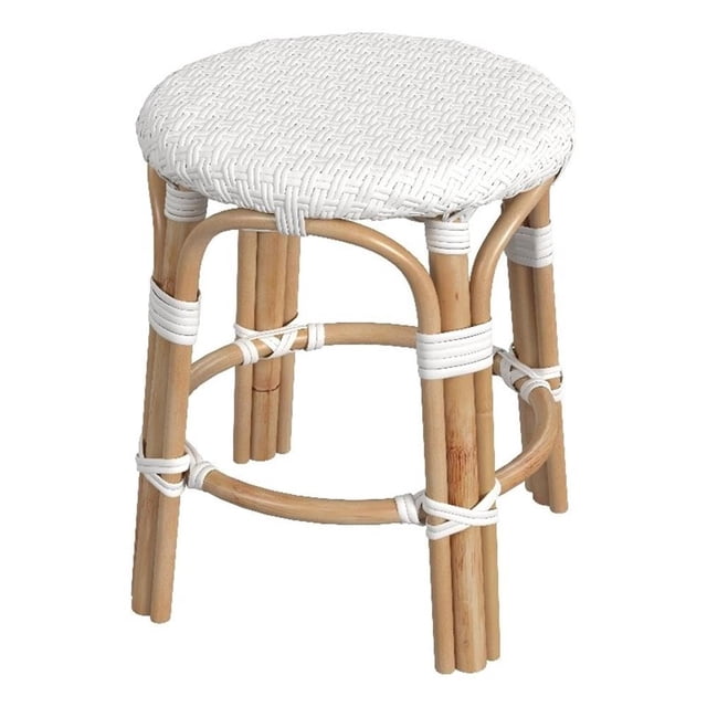 Taburete Butler Specialty Company Tobias Rattan redondo blanco