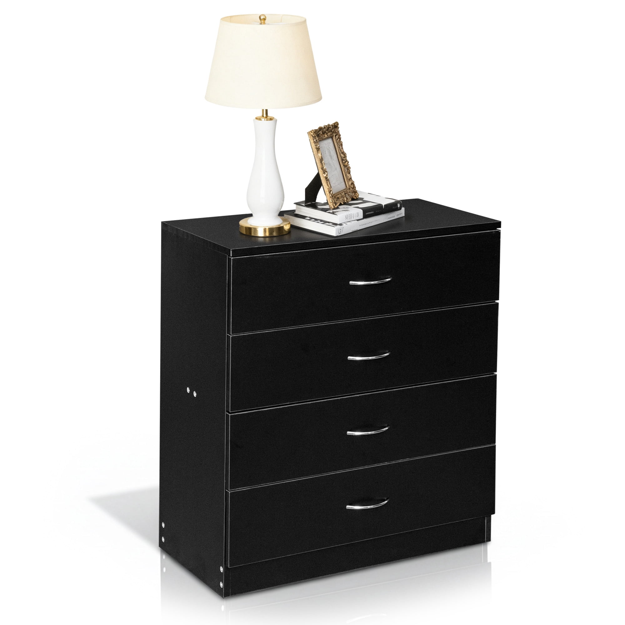 4-Drawer Particleboard Drawer Cabinet with Textured Melamine Finish, 25.98*12.99*28.74in, Black