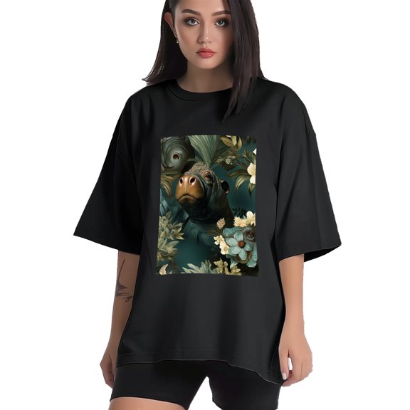 Plus Size Shirt for Women Black Tops for Women Short Sleeves Shirt for Women Victorian Hippo3 T Shirt Crewneck Shirt for Women XS