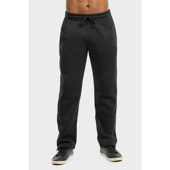 Men's Soft Fleece Lightweight Comfort Open Bottom Sweatpants Loungewear w/Side Pockets