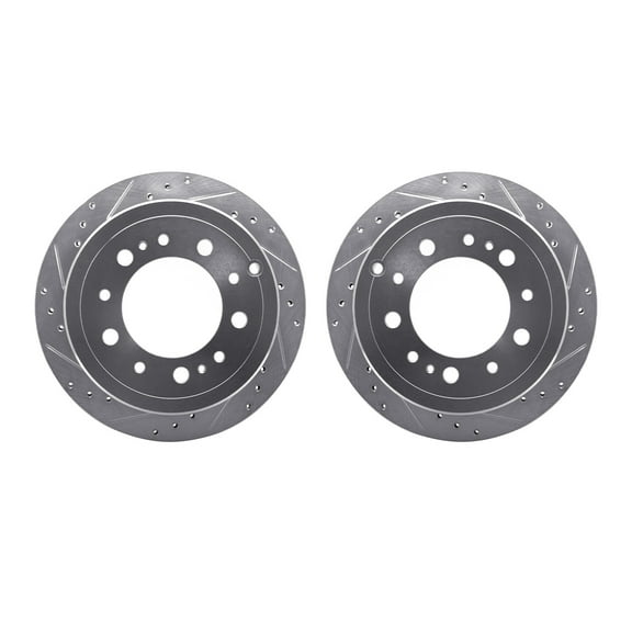 Dynamic Friction Company Rear Brake Rotors-Drilled and Slotted-Silver 7002-76115