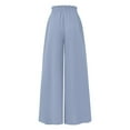 thumbnail image 5 of XIMIN Ladies Stretch Trousers Womens Casual Wide Leg Pants Flowy Elastic Drawstring Waist Palazzo Pants Wide Leg Jogger With Pockets(Blue,L), 5 of 6
