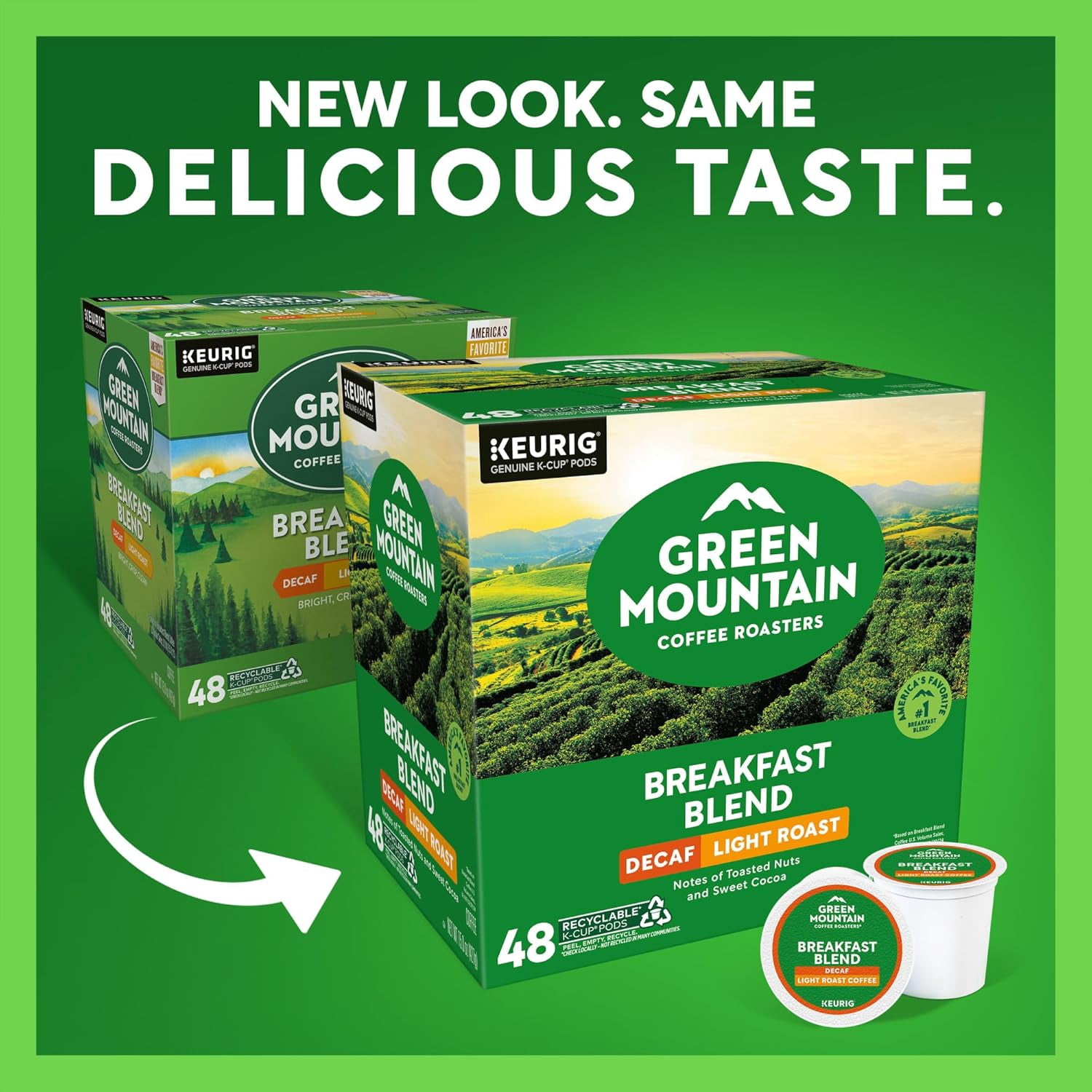 Green Mountain Coffee Roasters Decaf Breakfast Blend, K-Cup Portion Pack for Keurig K-Cup Brewers (Pack of 48)