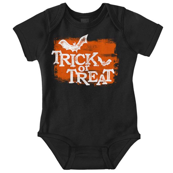 Happy Halloween Trick or Treat Bats Romper Boys or Girls Infant Baby Brisco Brands 12M