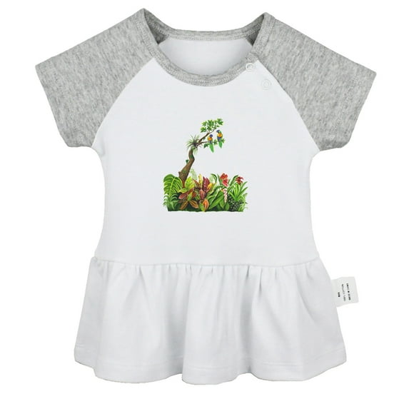 Nature Jungle Pattern Dresses For Baby, Newborn Babies Skirts, Infant Princess Dress, 0-24M Kids Graphic Clothes (Gray Raglan Dresses, 18-24 Months)