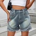 thumbnail image 6 of Xunlbb Womens Jean Shorts Women's Fashion Mid Waisted Straight Leg Edging Jeans S-2XL on Clearance, 6 of 6