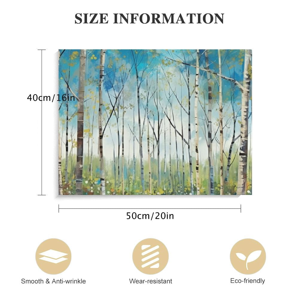 Leinwand-Bild "Grüner Birkenwald" – 76,2x152,4 Cm | Gerahmt, Fertig Zum Aufhängen | Naturmotiv Für Wohnzimmer & Büro