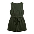 thumbnail image 4 of Yteetum Jumpsuits for Women Summer Sleeveless V Neck Cotton Button Waist Tie Rompers Womens Casual Solid Loose Lightweight Comfy Beach Travel Vacation Overalls, 4 of 8