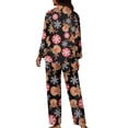 thumbnail image 2 of Suhoaziia Christmas Snowflake Reindeer Pj Set for Women 2 Pieces Snug-Fit Skin Friendly Pajama Lingerie Loungewear Breathable Crewneck Holiday Nightwear 2-Piece Button Outfits Size S, 2 of 6