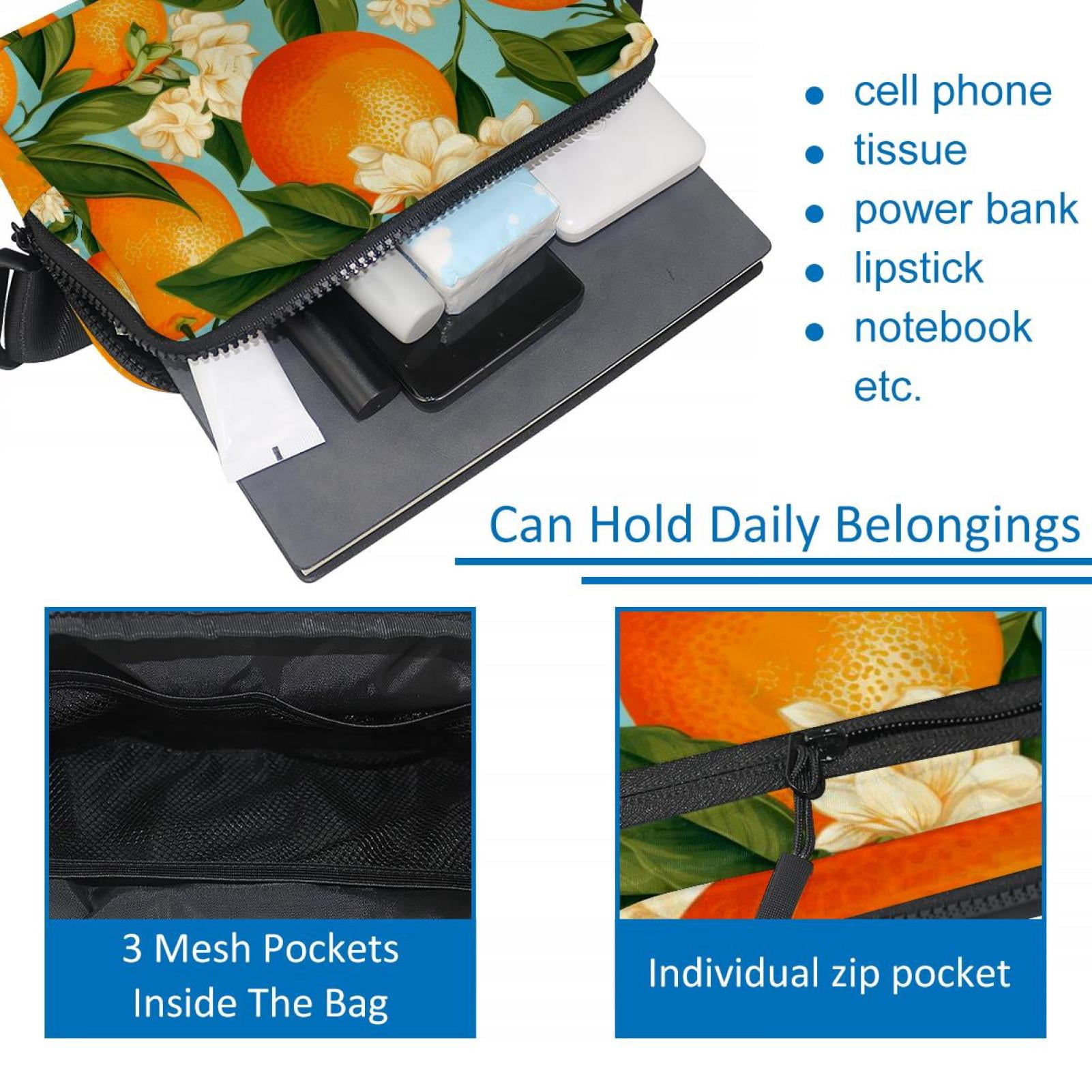 Oranges Lightweight and Adjustable Crossbody Bag with Extension Strap - Unisex Sling Bag, Crossbody Bag, Fanny Pack