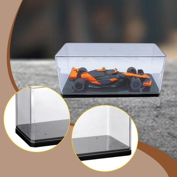 Vitrina de acrílico transparente a escala 1:24, protección para objetos coleccionables, caja decorativa para mostrador, vitrina para maquetas de negro