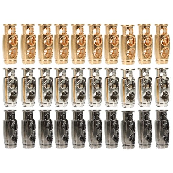 30pcs Cord Locks Double Hole Adjustable Spring Cord Lock Metal Spring Toggle Stopper Loaded Stop Sliding Cord Fastener Locks Buttons for Drawstring Clothing Shoelaces