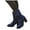 Dark Blue, variant on Women's Cowboy Ankle Boots Chunky Heel Wide Calf Western Booties Round Toe Dress Jeans Denim Cowgirl Boot Black 6