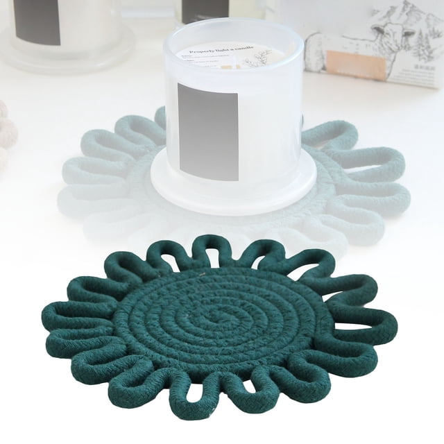 Weaving Heat Thermal Pad for Daily Home Dining Flower Motif Rope Handmade Pot Mat Crafted for Everyday Use