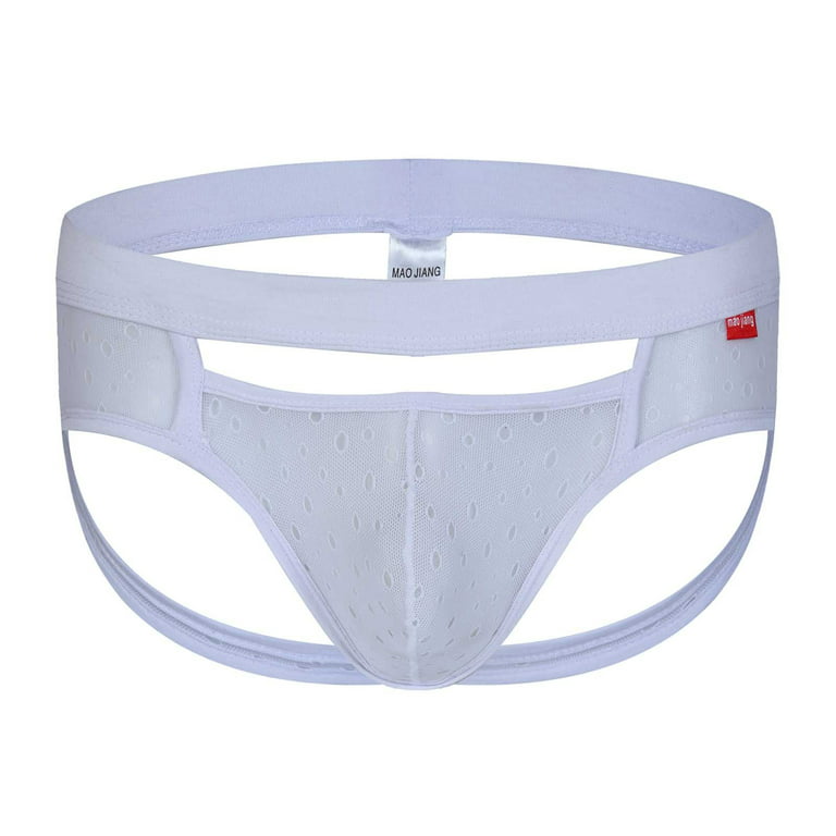 Pimfylm Cotton Underwear For Men Men's Jockstrap Underwear Breathable Mesh  Supporter Cotton Pouch Jock Briefs White Small 
