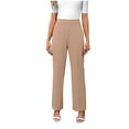 thumbnail image 5 of WRKEKC Women's Solid Color Tailored Fit Dress Pants for Work Slim Stretch Trousers with Elastic Waistband Professional Office to Dinner Versatile Comfort, 5 of 5