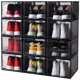 thumbnail image 1 of Cajas grandes de almacenamiento para zapatos apilables paquete de 12 unidades organizador de zapatos de plástico duro con puerta magnética contenedor, 1 of 8