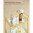 thumbnail image 4 of Bar Cart, Home Bar Serving Cart, Small Bar Cart with 3-Tier Shelf, Wine Holders, Glass Holders, Bar Cart, 15 x 23.6 x 36.2 Inches, Gold, 4 of 6