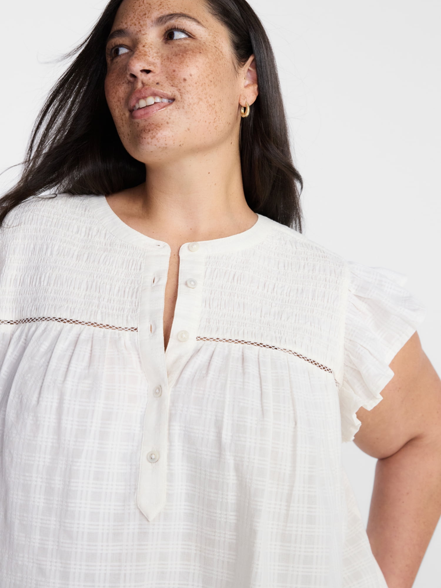 Terra & Sky Womens's Flutter Sleeve Blouse, Sizes 0X-5X
