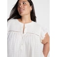thumbnail image 4 of Terra & Sky Women’s Smocked Yoke Blouse with Flutter Sleeves, Sizes 0X-5X, 4 of 5