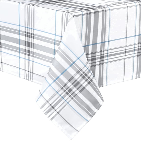 Sevenstars 60" x 84" Tablecloth Gray Plaid Table Cloth Polyester Washable Table Cover for Spring Picnic Dinner Party,Rectangle