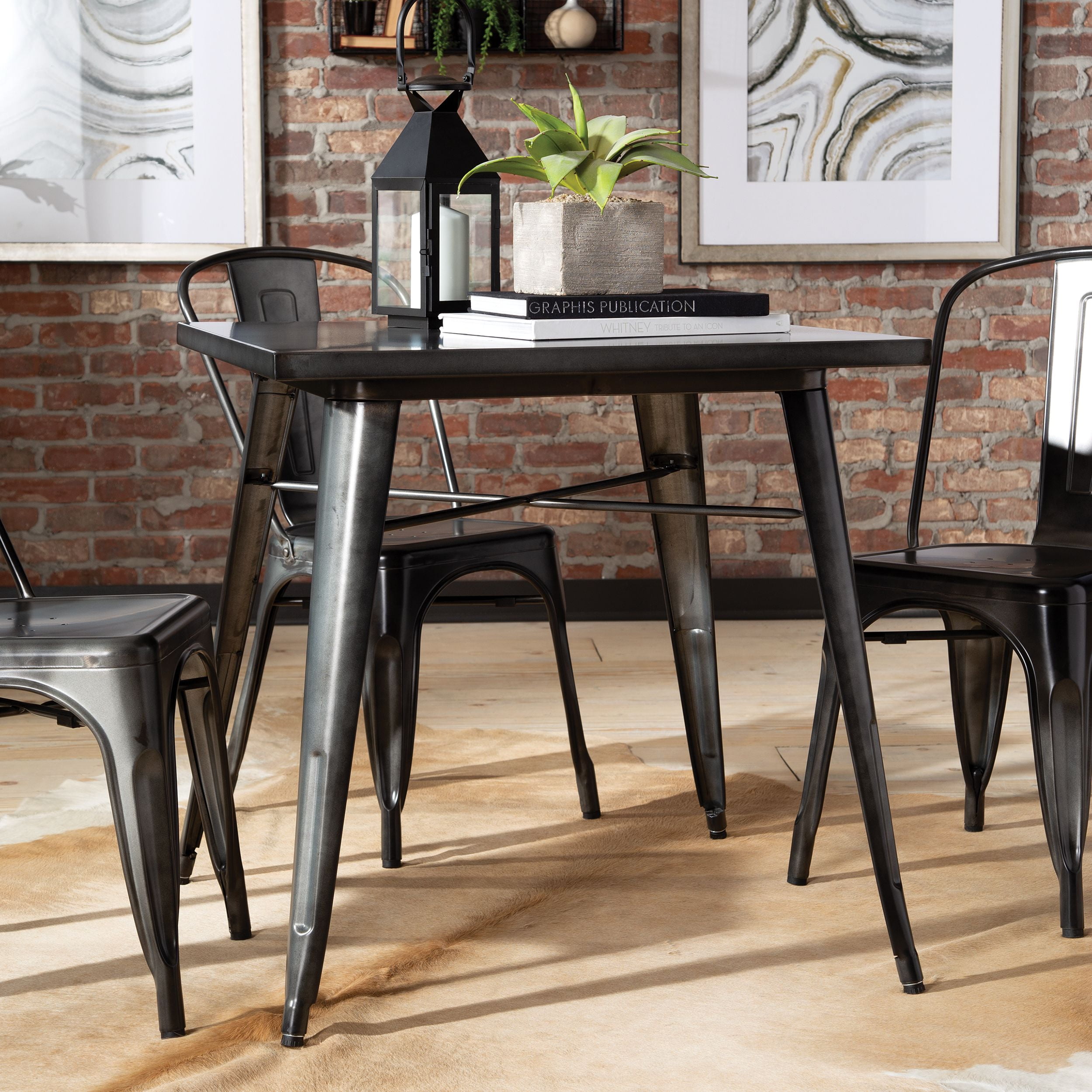 Modern Industrial Dining Table Thick Legs