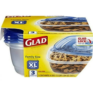 GLAD LockWare Plastic 3 Food STORAGE CONTAINERS + 3 LIDS Small 16