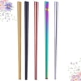 thumbnail image 4 of 5 pares de palillos cuadrados de 21 cm de acero inoxidable 304, reutilizables y antideslizantes para sushi (chapados en colores, negro, oro rosa, dorado y natural)., 4 of 5