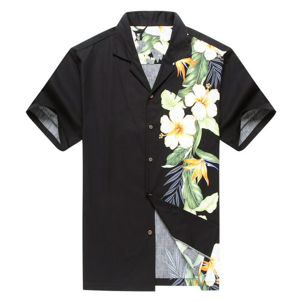 Made in Hawaii Men's Aloha Shirt Side Bird of Paradise Hibiscus Floral ...