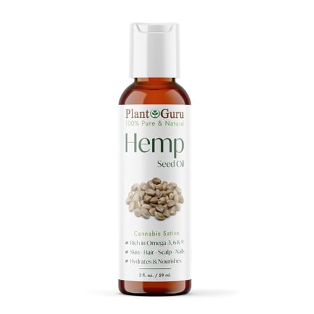 Hemp Seed Oil 2 oz. Virgin, Unrefined 100% Pure Natural - Skin, Body and Hair Moisturizer. Works for Massage, Acne, & More!