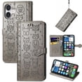 thumbnail image 1 of Funda Cartera FOXDOCK para iPhone 16 , Flip PU con Relieve de Gatos y Perros, Tarjetero y Soporte, 1 of 6