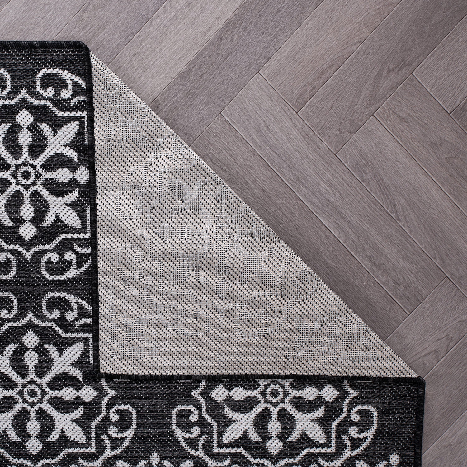 World Rug Gallery Transitional Geometric Textured Flat Weave Indoor/Outdoor Area Rug - BLACK 2'x7'