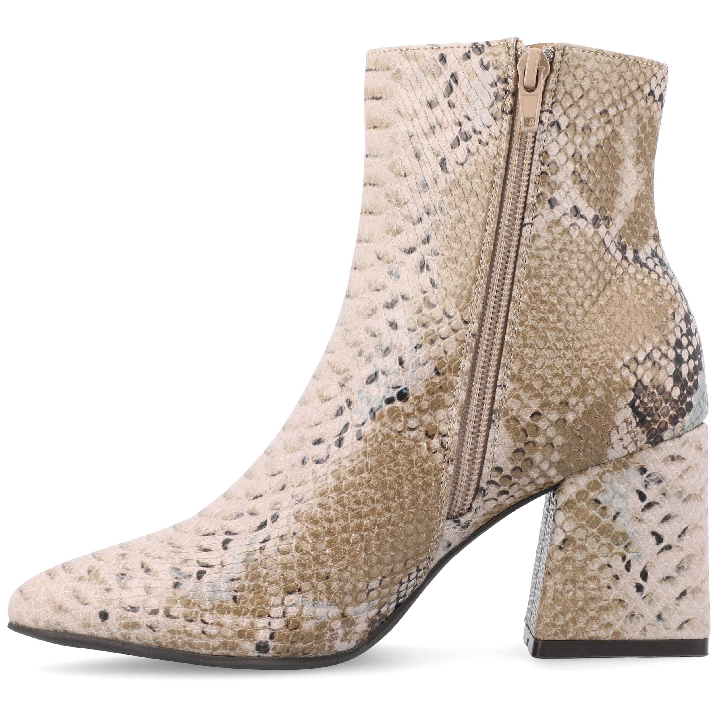 Journee Womens Sorren Covered Block Heel Pointed Toe Booties