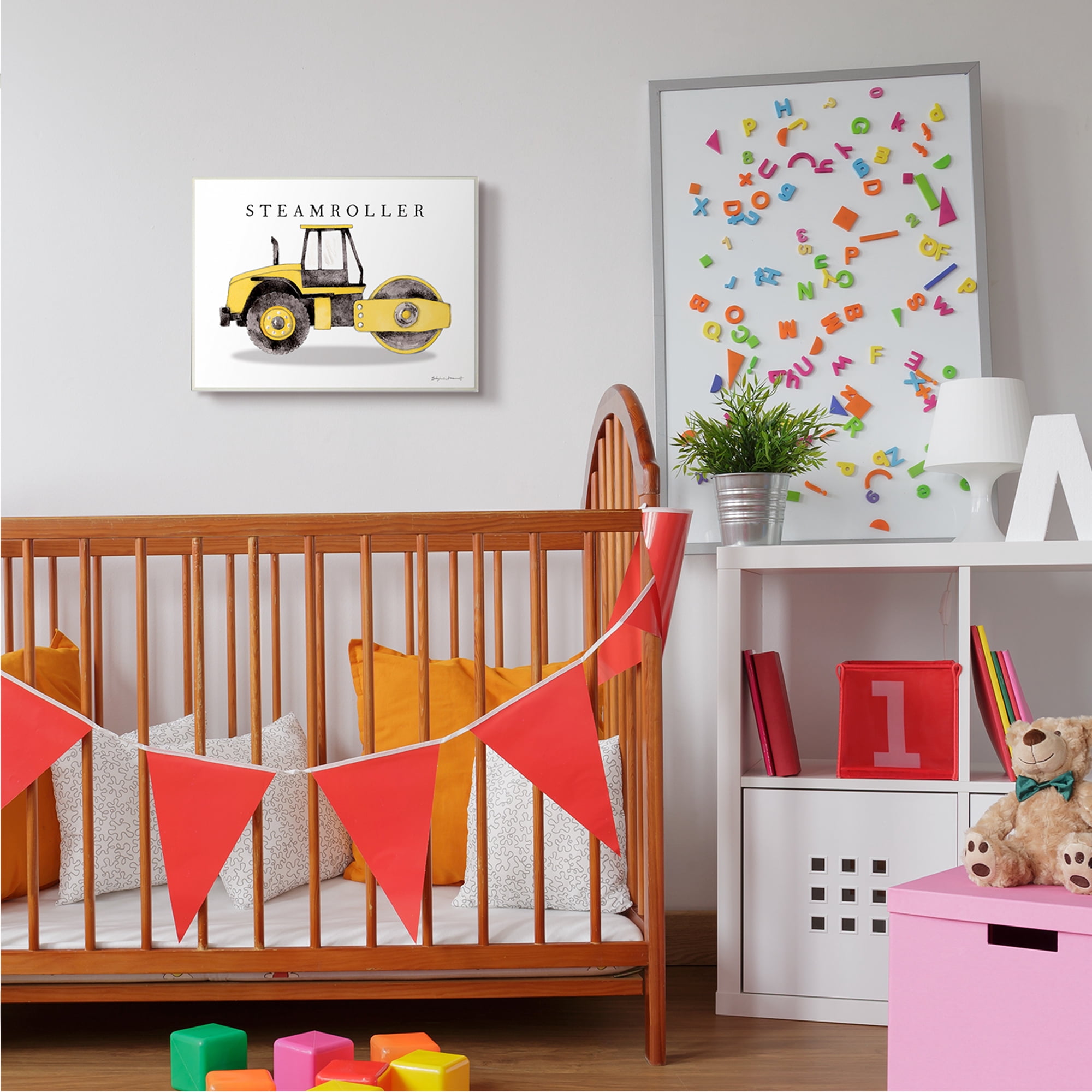 Stupell Industries Yellow Steam Roller Traditional Construction Truck Transportation Painting Unframed Art Print Wall Art, 13 x 19